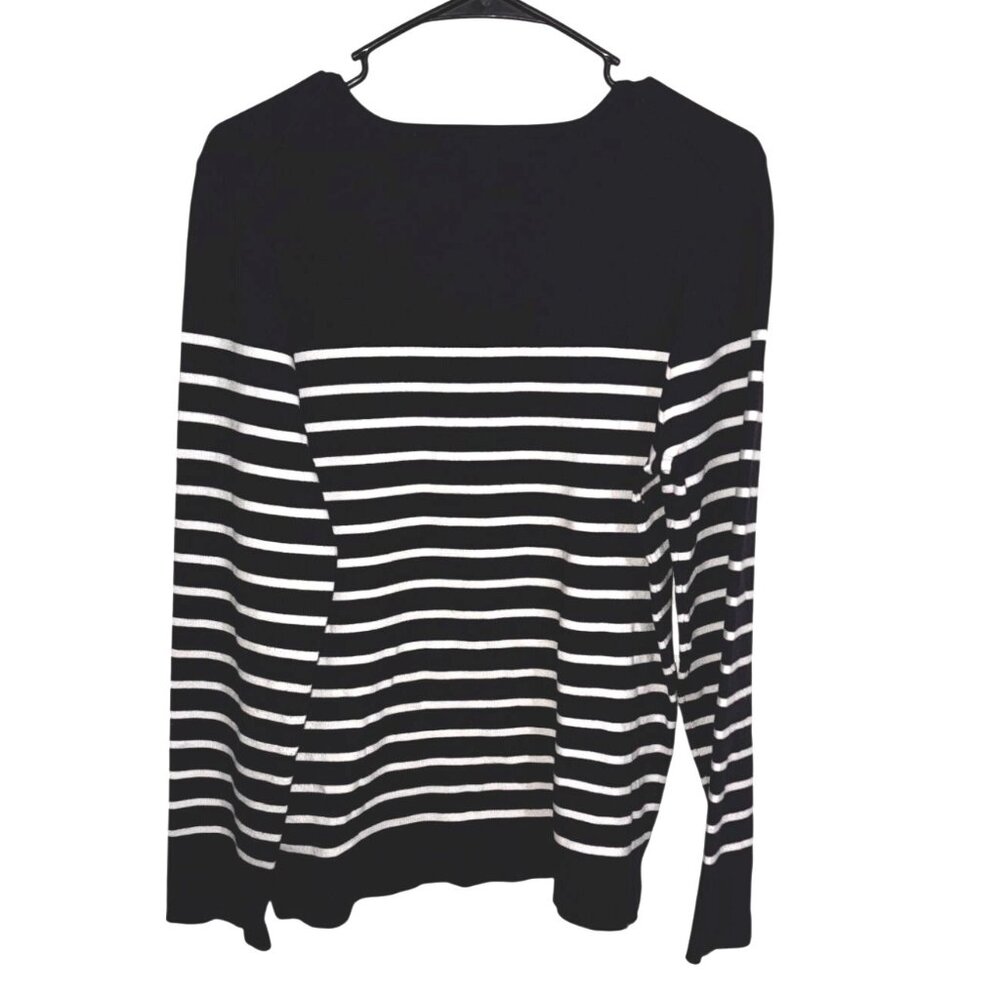 Kirkland Signature Navy & White Striped Crewneck Sweater XXL Viscose/Polyester